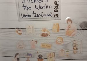 Mini stickers Washi nena y cafe